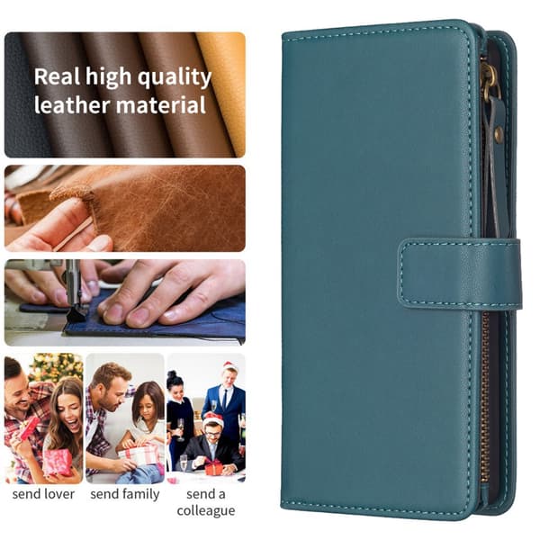 SKALO Xiaomi Redmi Note 13 4G Big Wallet 11-lokeroa Lompakkokotelo - Vihreä