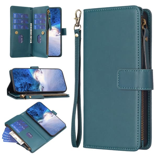 SKALO Xiaomi Redmi Note 13 4G Big Wallet 11-lokeroa Lompakkokotelo - Vihreä