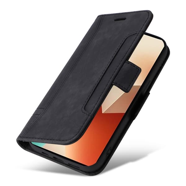 SKALO Xiaomi Redmi Note 13 5G BETOPNICE 001 Pungetui i PU-læder - Sort