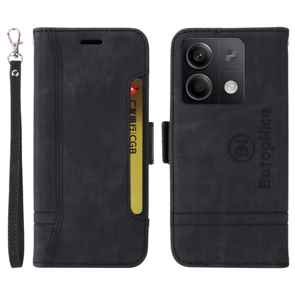 SKALO Xiaomi Redmi Note 13 5G BETOPNICE 001 Pungetui i PU-læder - Sort