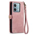 Miniatyrbild 5 av 5: SKALO Xiaomi Redmi Note 13 5G Embossed Plånboksfodral i PU-Läder med Dragkedja - Rosa