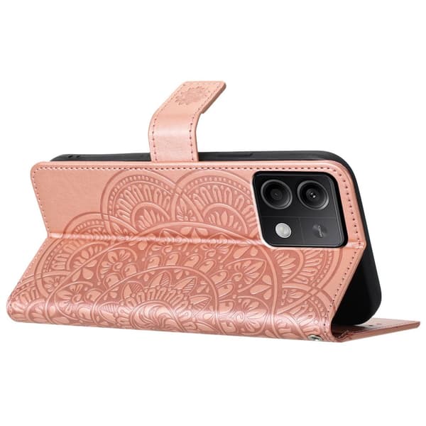 SKALO Xiaomi Redmi Note 13 5G Mandala lompakkokotelo - Ruusukulta