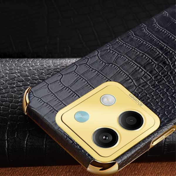 SKALO Xiaomi Redmi Note 13 5G Krokodil Guldkant Skal - Grön