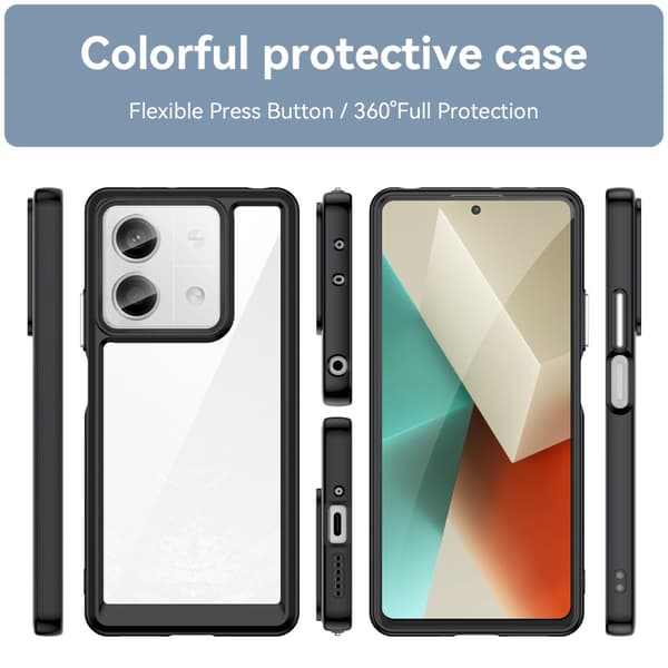 SKALO Xiaomi Redmi Note 13 5G Väri Puskurin Suojakuori - Musta