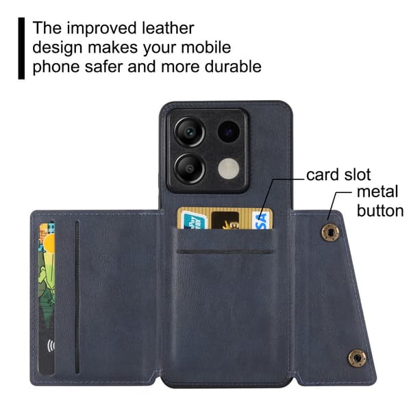 SKALO Xiaomi Redmi Note 13 Pro 5G PU Läder Skal med Plånbok - Blå