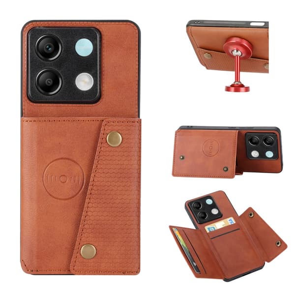 SKALO Xiaomi Redmi Note 13 Pro 5G PU-læder Cover med Pung - Brun