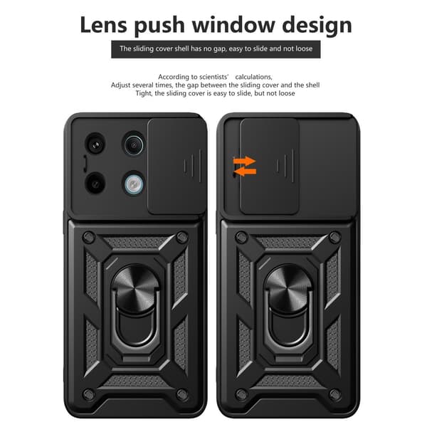 SKALO Xiaomi Redmi Note 13 Pro 5G Armor Hybrid Metallring Kameraslider - Svart