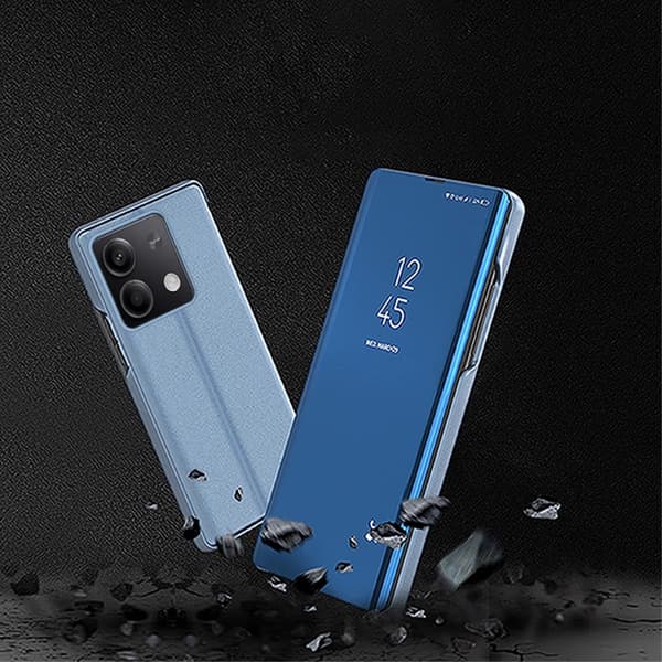 SKALO Xiaomi Redmi Note 13 Pro 5G Clear View Lompakkokotelo - Sininen