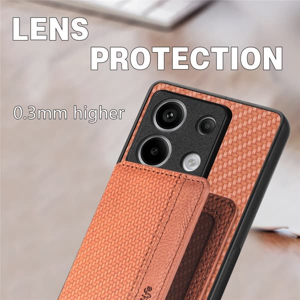 SKALO Xiaomi Redmi Note 13 Pro 5G Carbon Fiber Skal med Korthållare - Svart