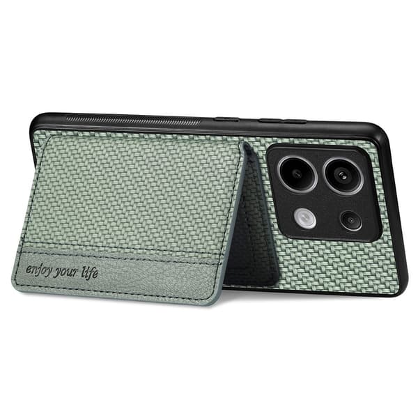 SKALO Xiaomi Redmi Note 13 Pro 5G Carbon Fiber Cover med kortholder - Grøn