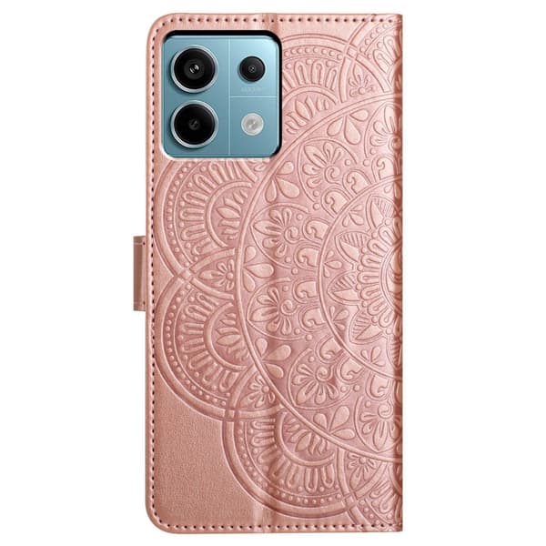 SKALO Xiaomi Redmi Note 13 Pro 5G Mandala lompakkokotelo - Ruusukulta