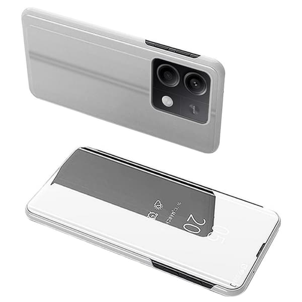 SKALO Xiaomi Redmi Note 13 Pro 5G Clear View Lompakkokotelo - Hopea