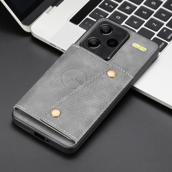 SKALO Xiaomi Redmi Note 13 Pro+ PU-nahkainen Korttikotelo - Harmaa
