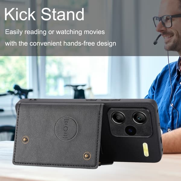 SKALO Xiaomi Redmi Note 13 Pro+ PU-nahkainen Korttikotelo - Harmaa
