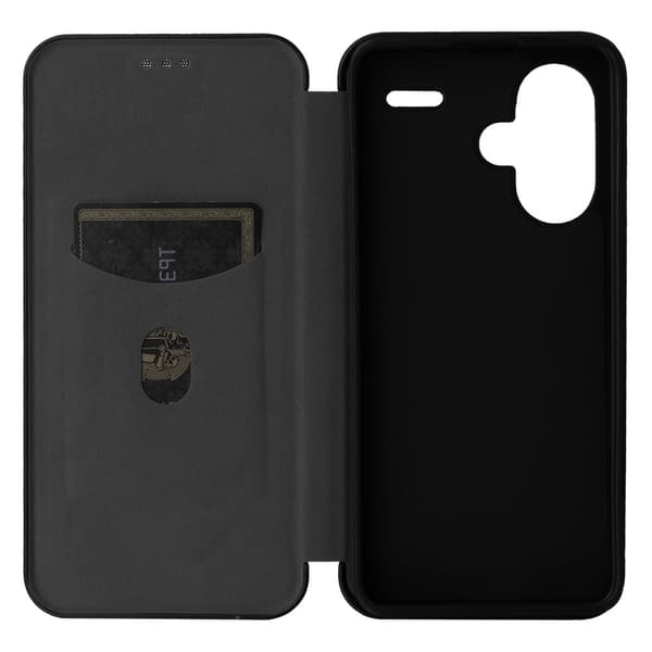 SKALO Xiaomi Redmi Note 13 Pro+ Carbon Fiber Lompakkokotelo - Musta