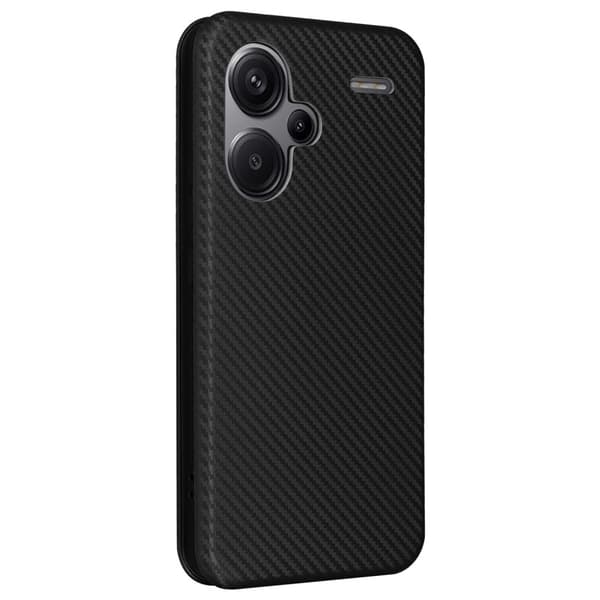 SKALO Xiaomi Redmi Note 13 Pro+ Carbon Fiber Lompakkokotelo - Musta
