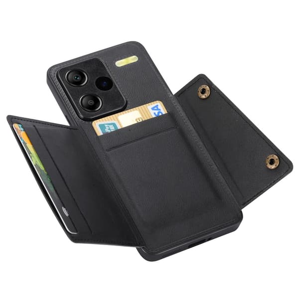 SKALO Xiaomi Redmi Note 13 Pro+ PU-nahkainen Korttikotelo - Musta