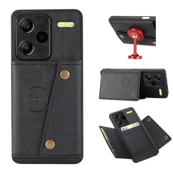 SKALO Xiaomi Redmi Note 13 Pro+ PU-nahkainen Korttikotelo - Musta