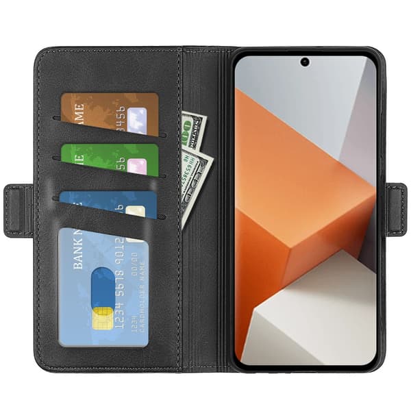 SKALO Xiaomi Redmi Note 13 Pro+ Premium Wallet Lompakkokotelo - Musta