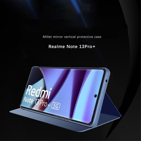 SKALO Xiaomi Redmi Note 13 Pro+ Clear View Lompakkokotelo - Ruusukulta