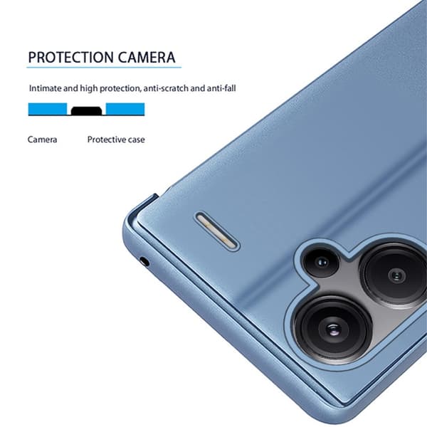 SKALO Xiaomi Redmi Note 13 Pro+ Clear View Lompakkokotelo - Ruusukulta