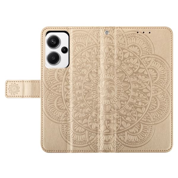SKALO Xiaomi Redmi Note 13 Pro+ Mandala lompakkokotelo - Kulta