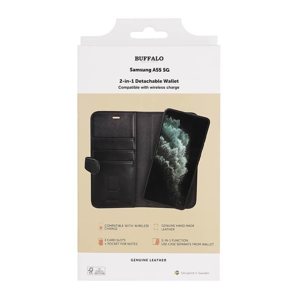 Mobilfodral Läder 2-i-1 Svart - Samsung A55 5G