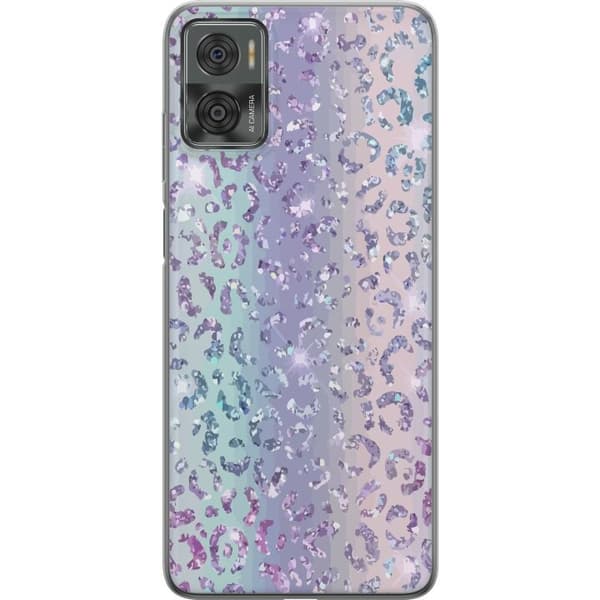 Motorola Moto E22i Gjennomsiktig deksel Glitter Leopard