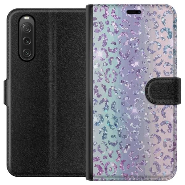Sony Xperia 10 V Lommeboketui Glitter Leopard