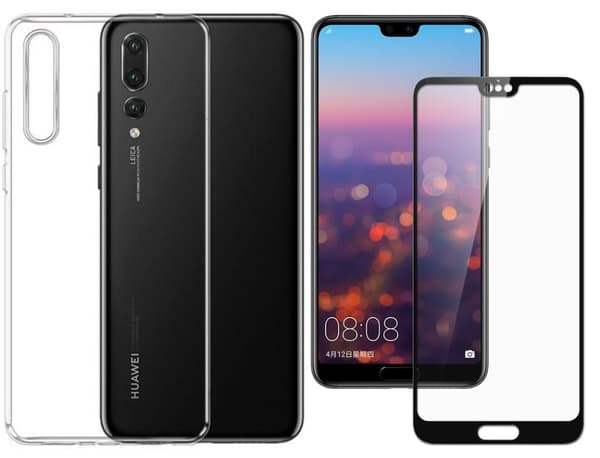 Huawei P20 - Transparent Skal + Heltäckande Härdat Skyddsglas Anti Blå-ljus