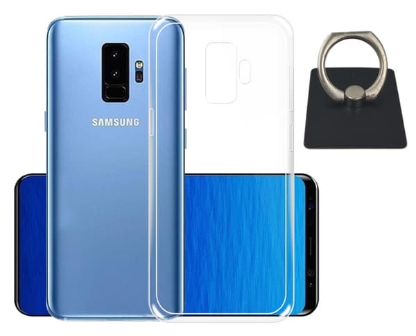 Samsung Galaxy S9+ Skal & Fyrkantig Fingerhållare - Skydd och Komfort - Svart