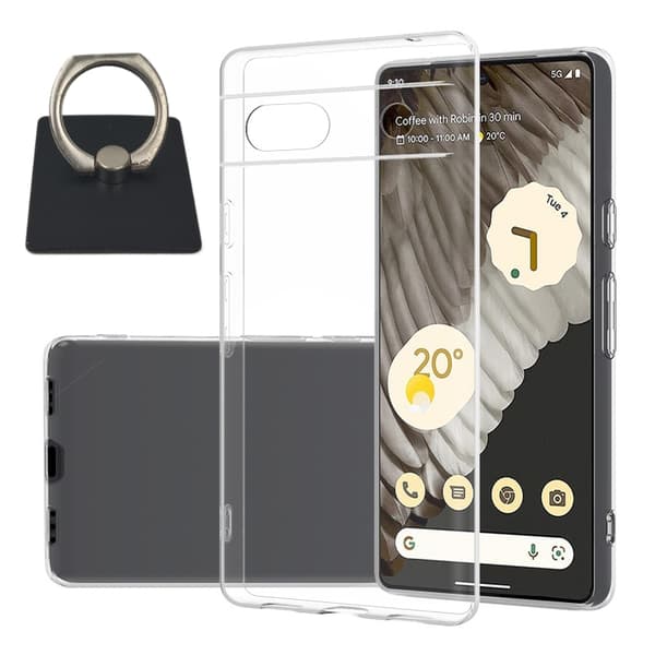 Google Pixel 7a cover og firkantet fingerholder - beskyttelse og komfort - sort