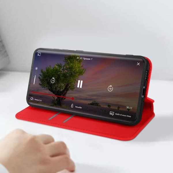 Étui AVIZAR för Xiaomi Redmi Note 13 Pro Plus - Röd - Semihård - Videostöd funktion