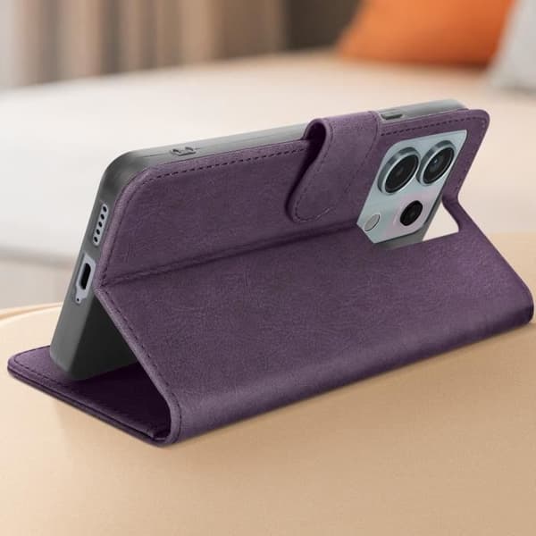 Fodral till Xiaomi Redmi Note 13 Pro 5G - AVIZAR - Chesterfield - Plånbok och videohållare - Mörk lila