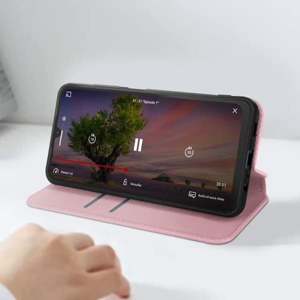 Fodral för Samsung Galaxy A15-korthållare Videostöd Rosa Champagne