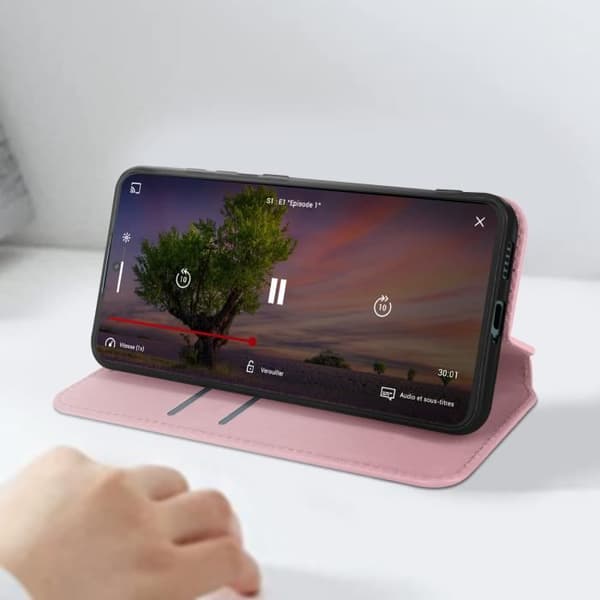 Fodral till Xiaomi Redmi Note 13 Pro 5G - AVIZAR - Classic Edition - Korthållare - Videostöd - Rosa