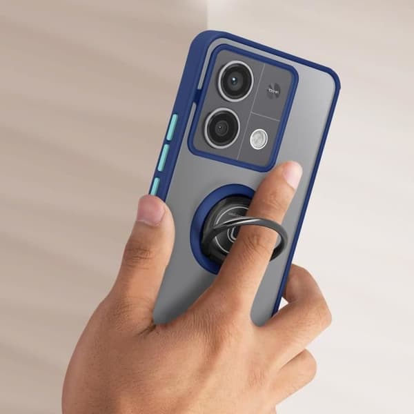Fodral till Redmi Note 13 Pro 5G - AVIZAR - Metal Ring Stand Function - Midnight Blue
