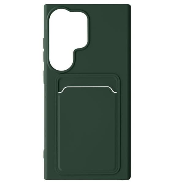 Fodral till Samsung S24 Ultra - AVIZAR - Mjuk - Mörkgrön - Korthållare - Anti-Fingeravtryck