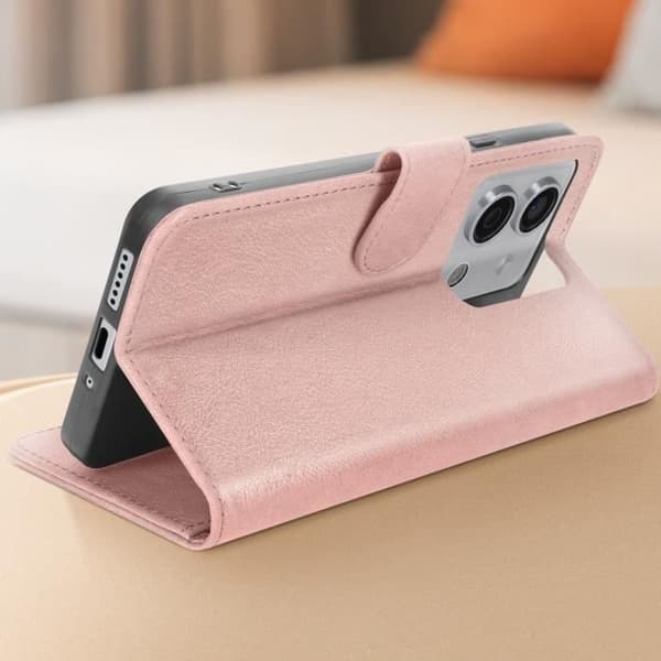 Fodral till Xiaomi Redmi Note 13 5G plånbok och videohållare Champagne Pink