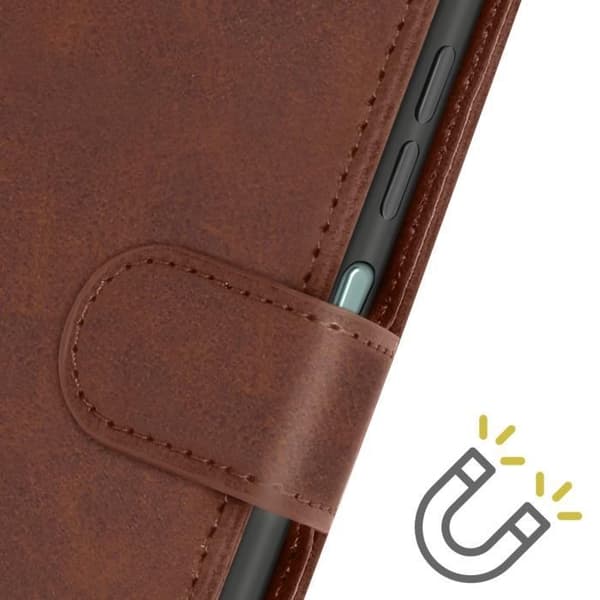 Fodral till Oppo A58 - AVIZAR - Handledsrem Flip Wallet Support - Brun - Halvstyv - Syntet - Vuxen