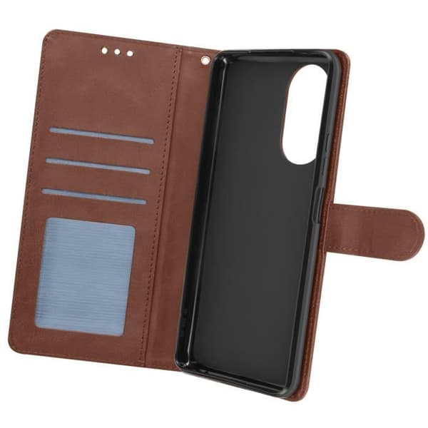 Fodral till Oppo A58 - AVIZAR - Handledsrem Flip Wallet Support - Brun - Halvstyv - Syntet - Vuxen