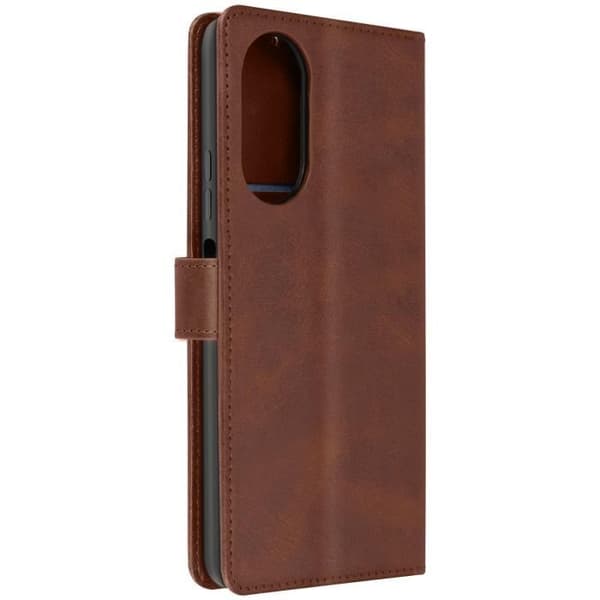 Fodral till Oppo A58 - AVIZAR - Handledsrem Flip Wallet Support - Brun - Halvstyv - Syntet - Vuxen