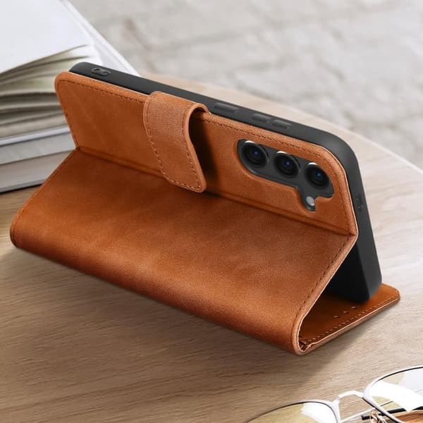 Fodral för Samsung S24 Plus Wallet Flip Video Support Camel