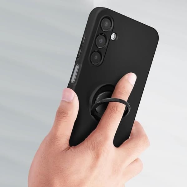 Fodral till Samsung Galaxy A25 5G - AVIZAR - Svart - Flexibelt silikon - Ringstöd