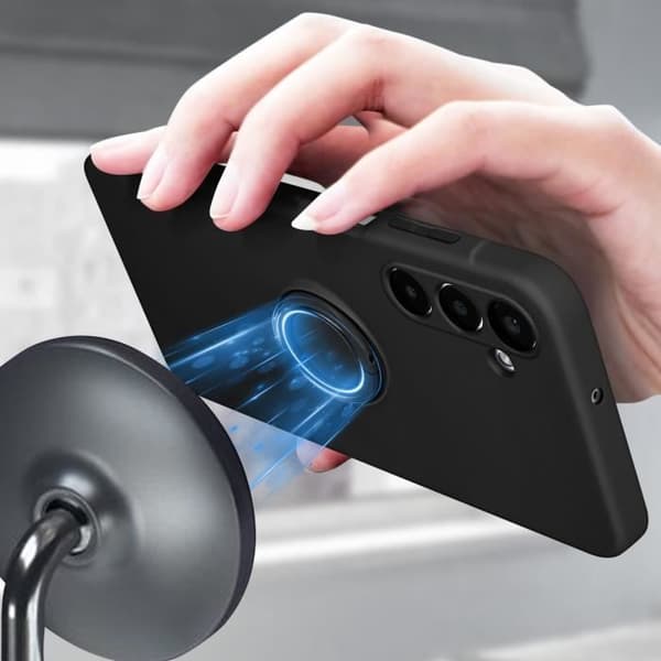 Fodral till Samsung Galaxy A25 5G - AVIZAR - Svart - Flexibelt silikon - Ringstöd