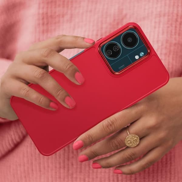 Fodral till Xiaomi Redmi 13C Silikonkamera Contour Metallic Carmine