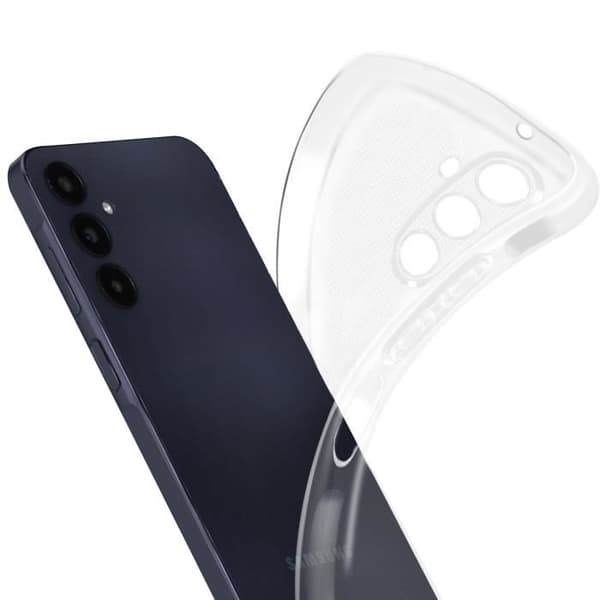 Fodral till Samsung Galaxy A15 5G - AVIZAR - Mjuk silikon - Genomskinlig - Kameraskydd