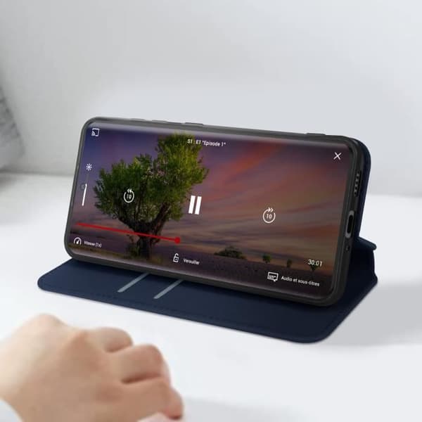 Fodral till Xiaomi Redmi Note 13 Pro Plus - AVIZAR - Korthållare Video Support - Midnattsblå
