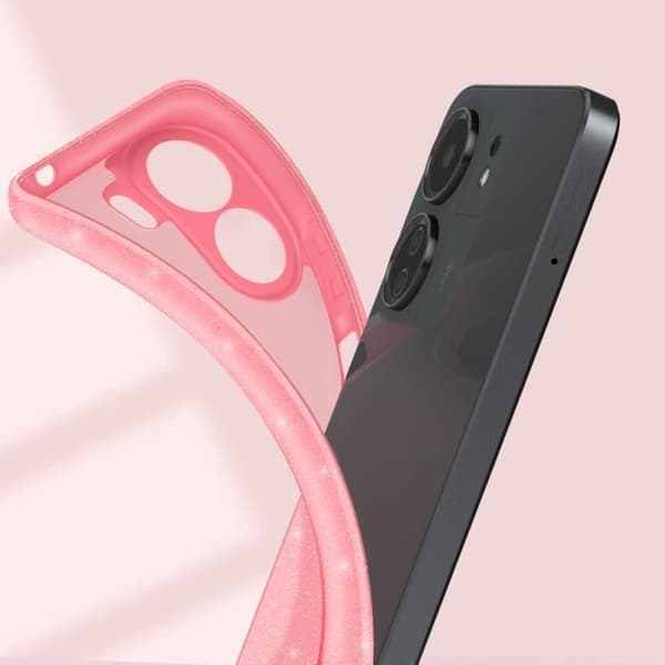Fodral till Xiaomi Redmi 13C - AVIZAR - Glitterdesign - Skyddad kamera - Rosa