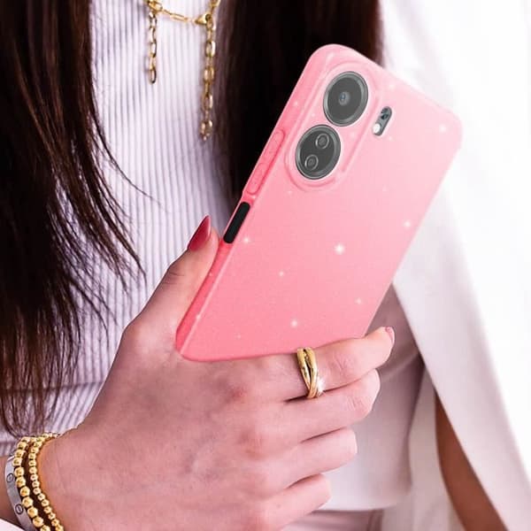 Fodral till Xiaomi Redmi 13C - AVIZAR - Glitterdesign - Skyddad kamera - Rosa